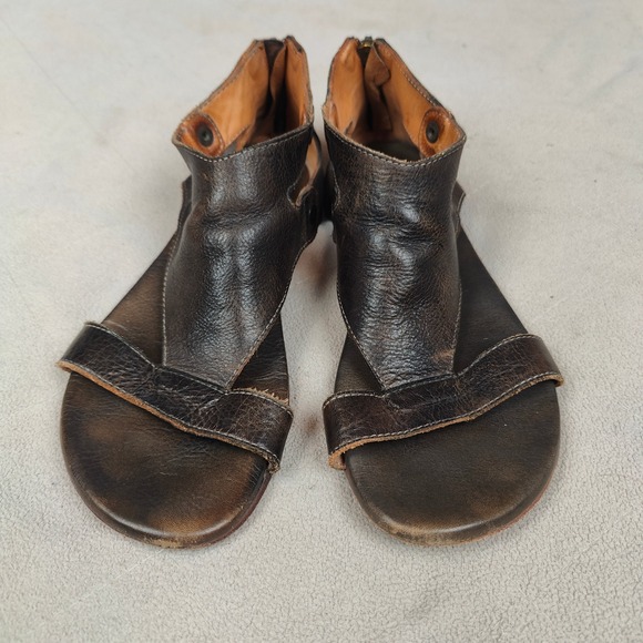 Bed Stu Gladiator Sandals Womens 8.5 Brown Leather Back Zip Flat Bohemian - Picture 5 of 11